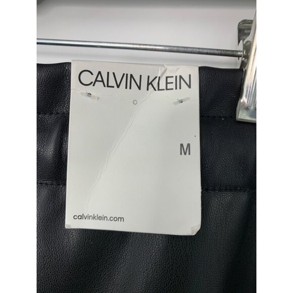 Calvin Klein Faux Leather Jogger Pants Black Size M Elastic Waist Relax Fit 8019 - Picture 7 of 9